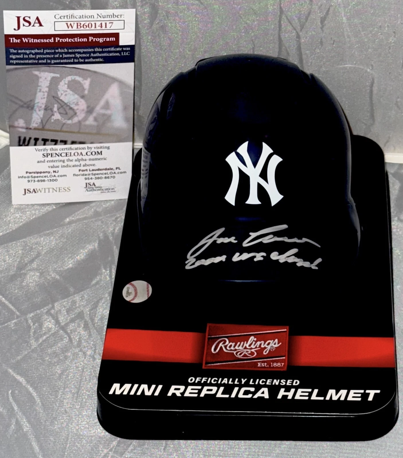 Jose Canseco signed New York Yankees mini helmet W/ 2000 WS Champs JSA Witnessed