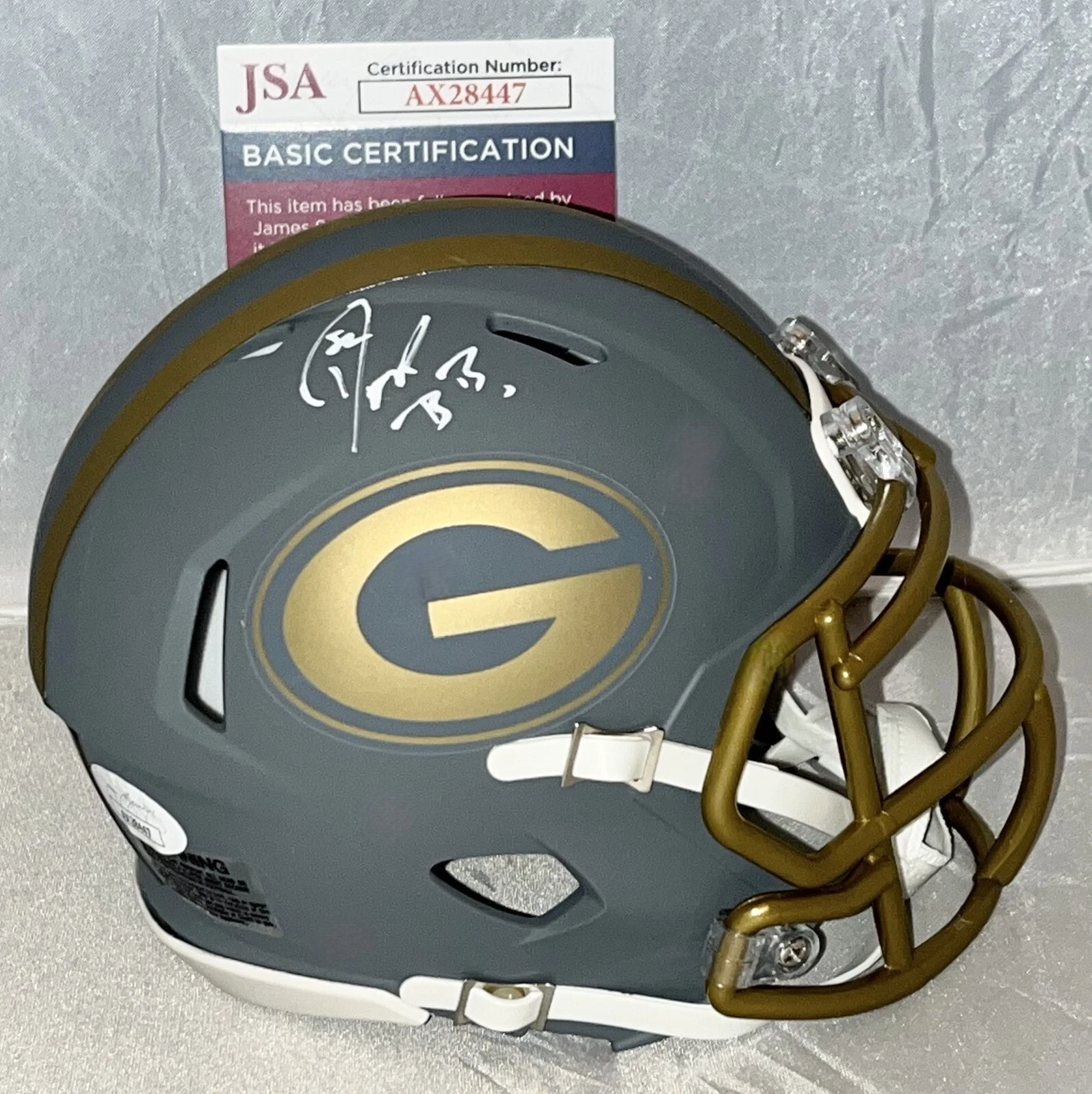 Don Beebe signed Green Bay Packers Slate mini helmet autographed JSA COA