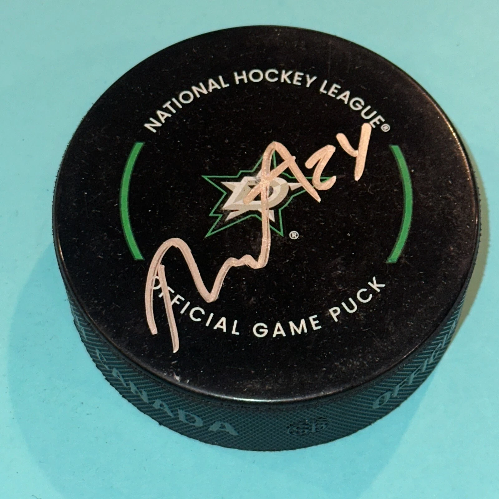 ROOPE HINTZ Signed Dallas STARS Official GAME Puck Beckett (BAS)