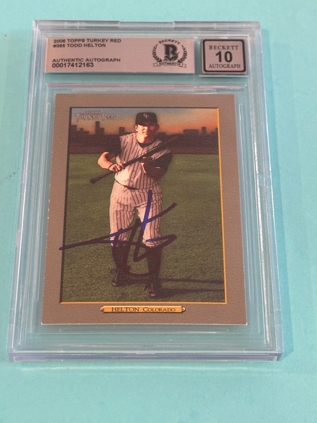 TODD HELTON Signed 2006 TOPPS TURKEY RED Card #365 Beckett (BAS) AUTO 10