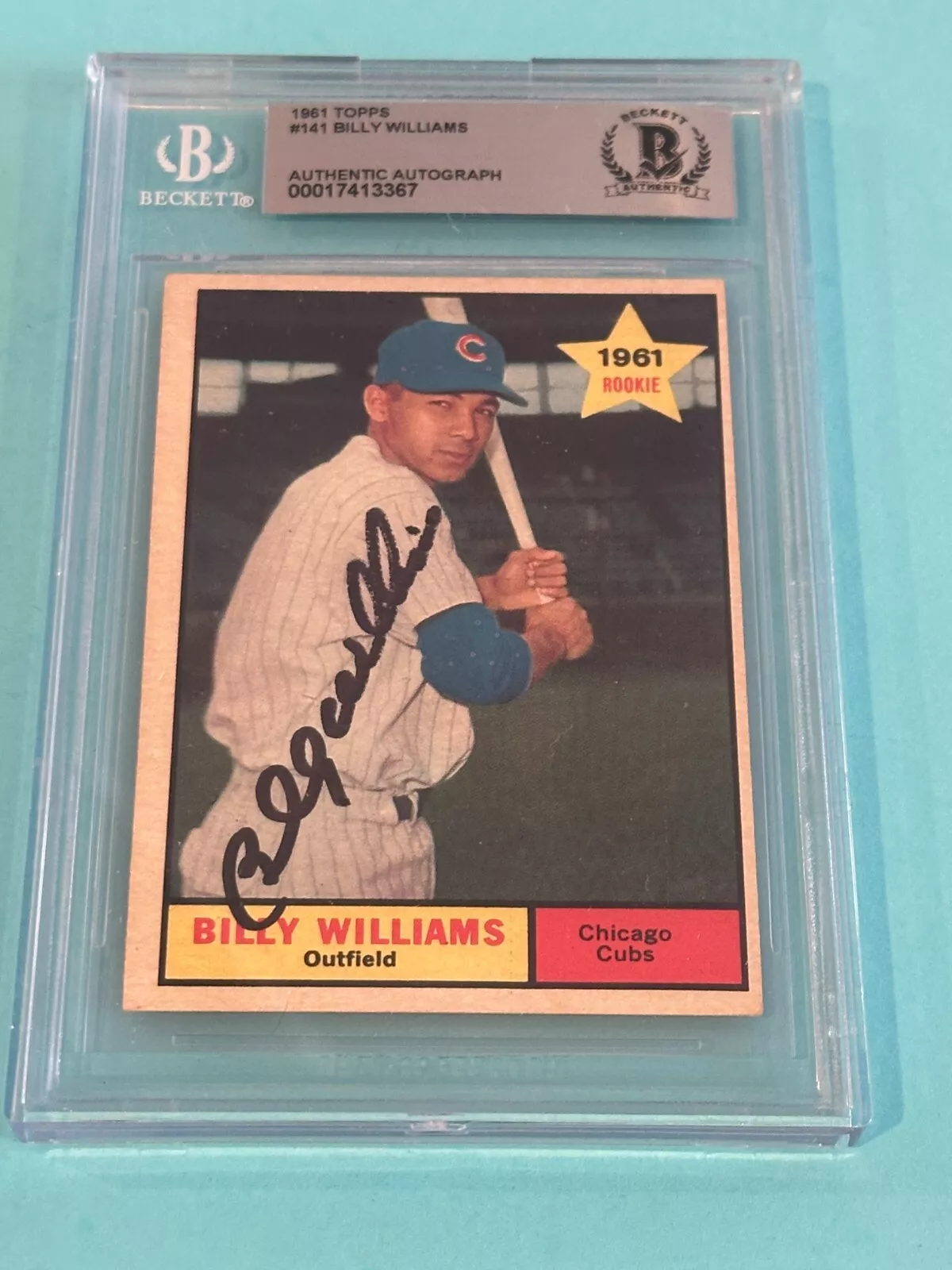 BILLY WILLIAMS Signed 1961 TOPPS ROOKIE Card #141 Beckett (BAS) RC