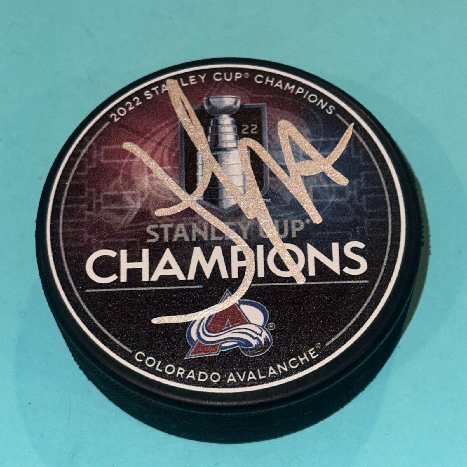 JOSH MANSON Signed 2022 STANLEY CUP CHAMPS Puck Beckett Auth BAS