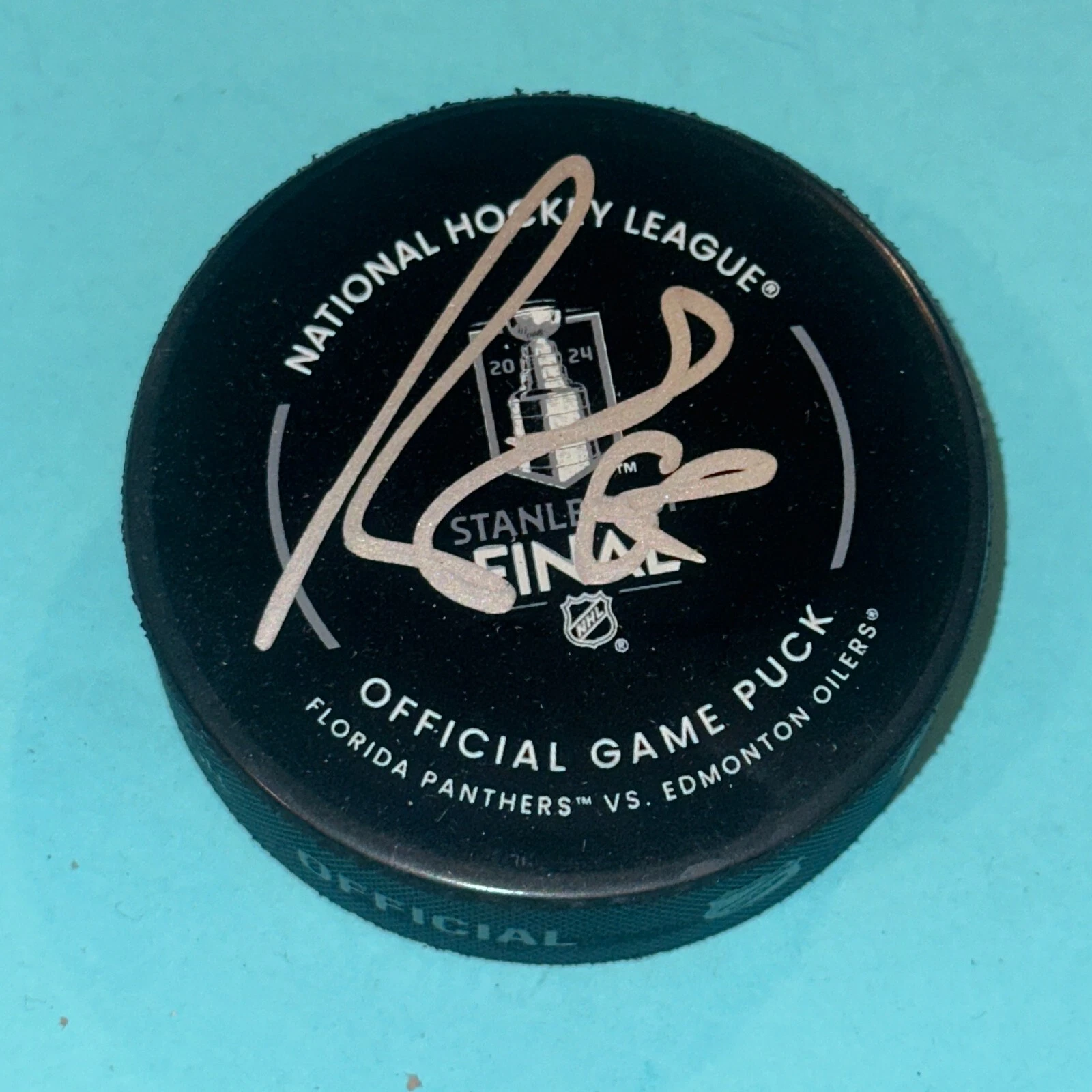 BRANDON MONTOUR Signed 2024 STANLEY CUP Official GAME Puck Beckett (BAS)