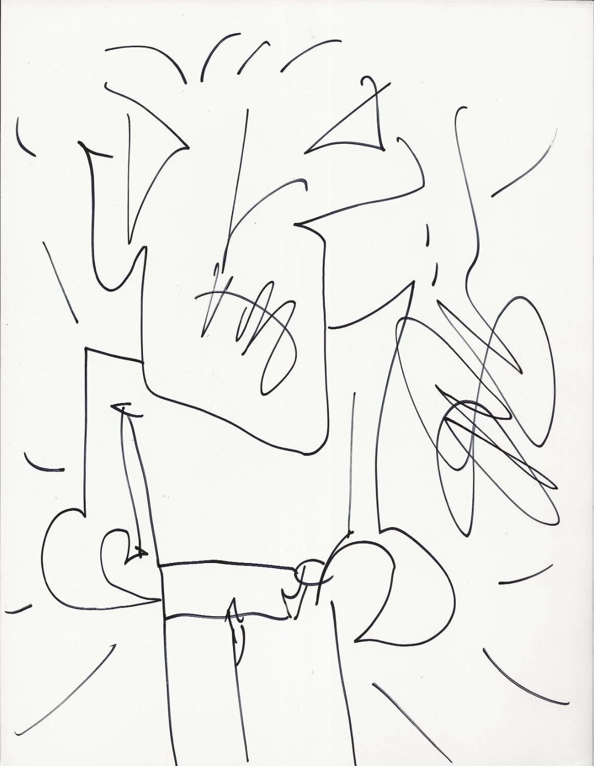 Joe Satriani REAL hand drawn and SIGNED Alien Sketch JSA COA Autographed Satch