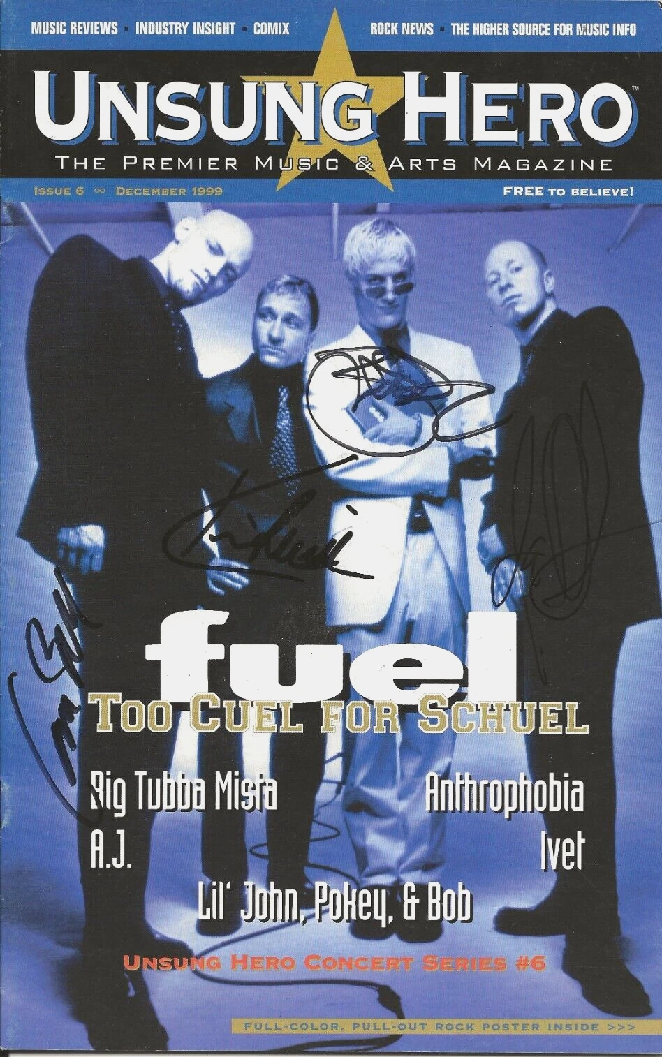 FUEL band REAL hand SIGNED Unsung Hero Magazine COA Brett Scallions +