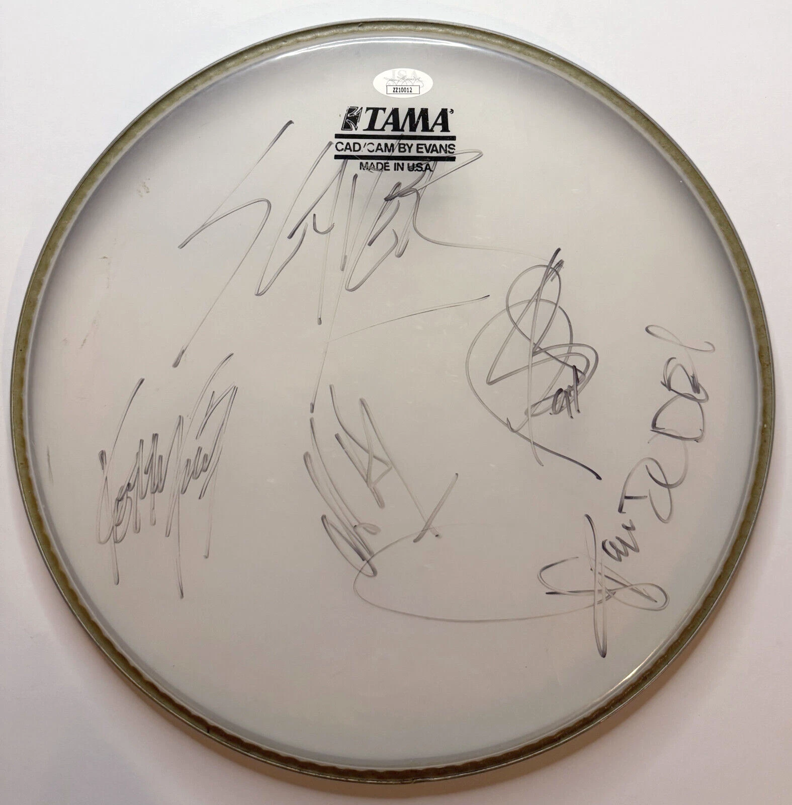 SLAYER BAND SIGNED DRUMHEAD JSA LOA AUTOGRAPHED ARAYA KING HANNEMAN BOSTAPH COLLECTIBLE MEMORABILIA