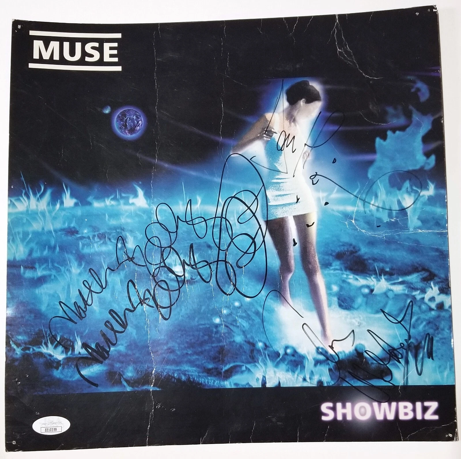MUSE band REAL hand SIGNED Showbiz Record Album Flat JSA LOA Autographed all 3