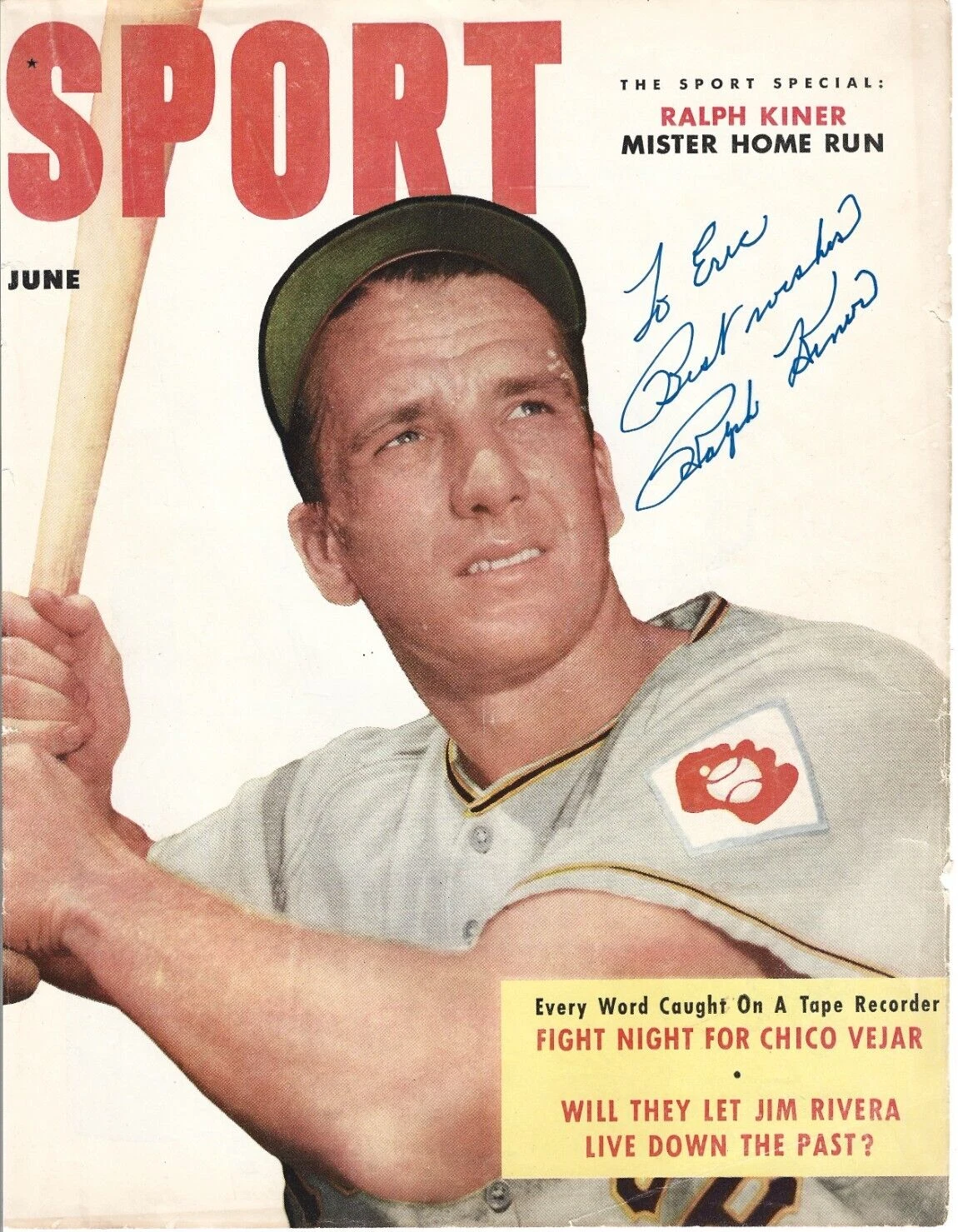 Ralph Kiner REAL SIGNED Sport Magazine Cover Page COA Autographed MLB Baseball