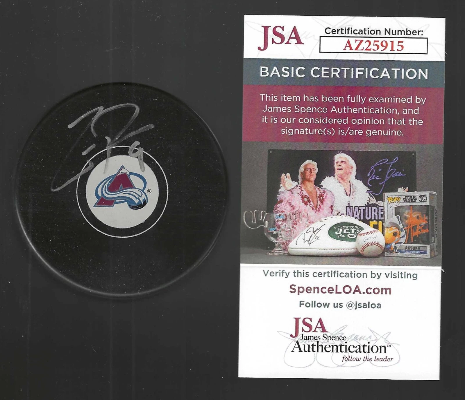 ZACH PARISE SIGNED COLORADO AVALANCHE PUCK JSA COA COLLECTIBLE MEMORABILIA