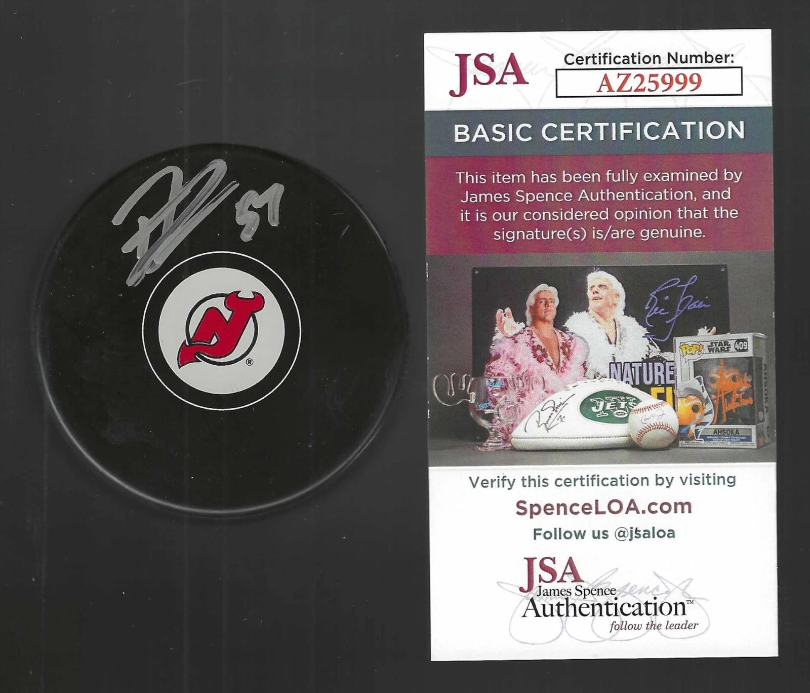 Nick DeSimone Signed New Jersey Devils Puck JSA COA
