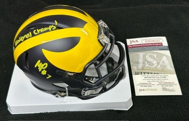Makari Paige Signed & Inscribed Michigan Wolverines Mini Helmet JSA COA