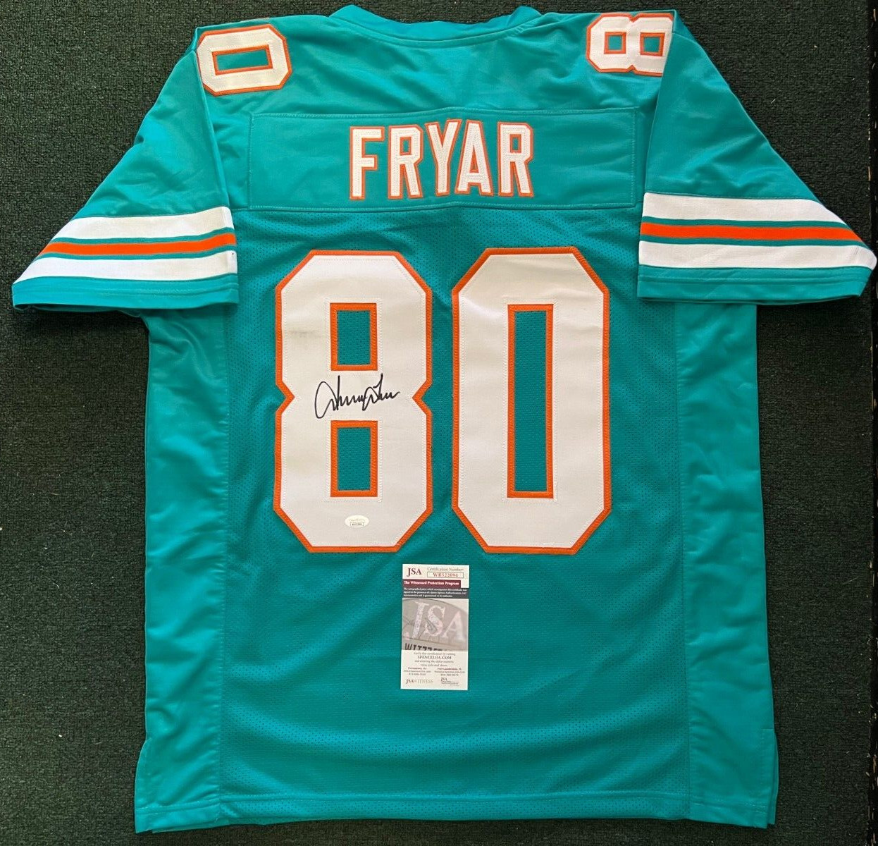 IRVING FRYAR MIAMI DOLPHINS SIGNED AUTOGRAPHED CUSTOM SZ XL JERSEY JSA COA
