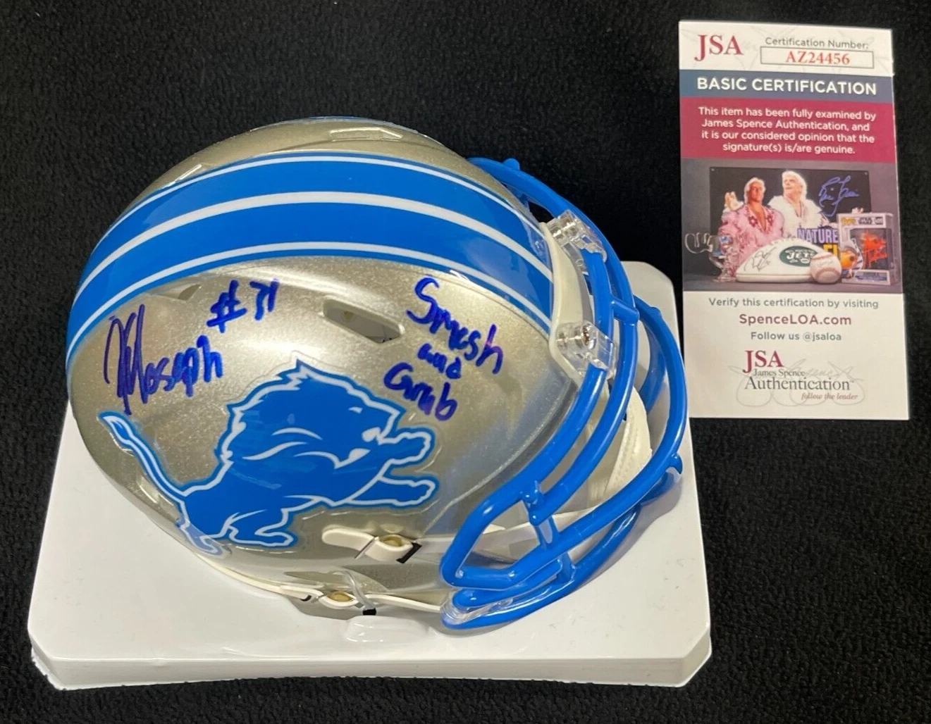 Kerby Joseph Signed Inscribed Smash & Grab Detroit Lions '24 Mini Helmet JSA COA