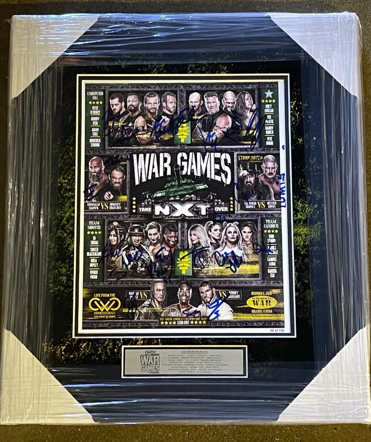 2020 WWE NXT War Games Multi Signed Framed Event Card 11x14 Photo JSA COA