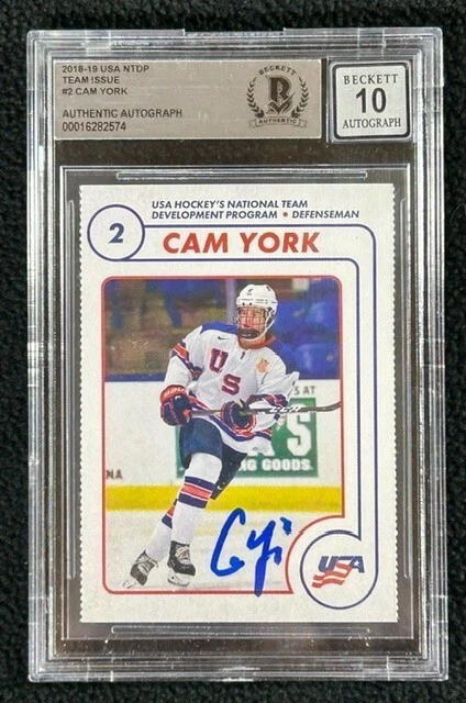 Cam York Signed USA NTDP Team Issued 1st Rookie Card BAS Certified Auto Grade 10