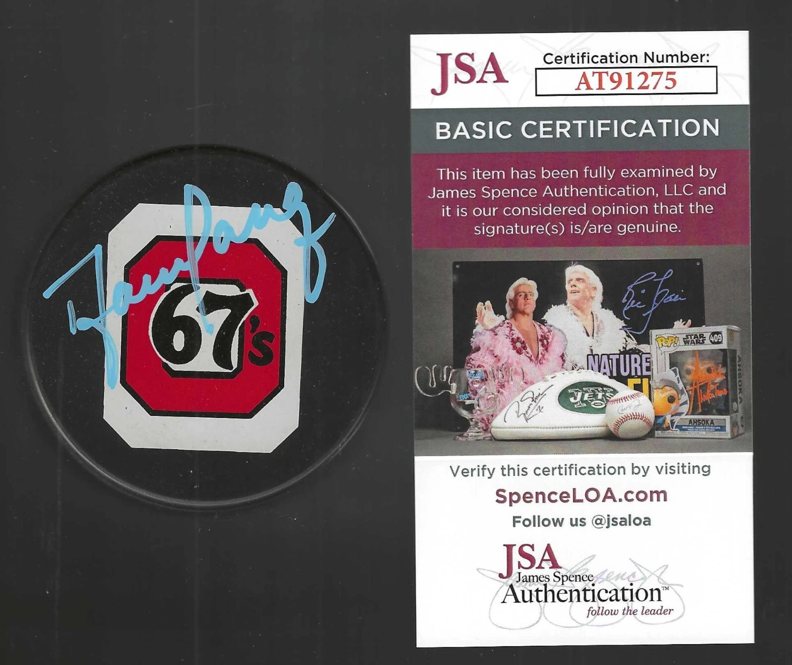 Darren Pang Signed Ottawa 67's Puck Chicago Blackhawks JSA COA