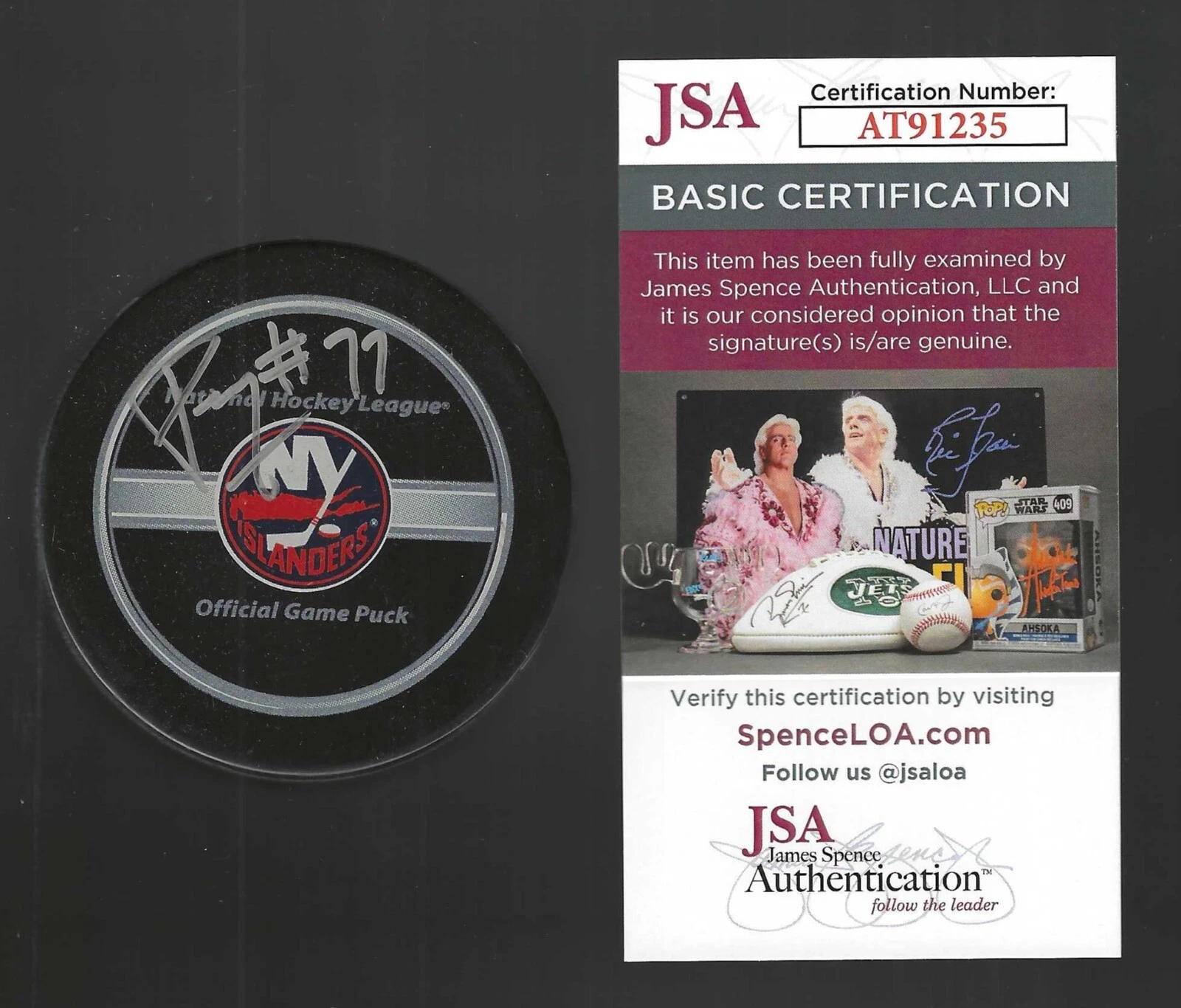 Pierre Turgeon Signed New York Islanders Official Game Puck JSA COA