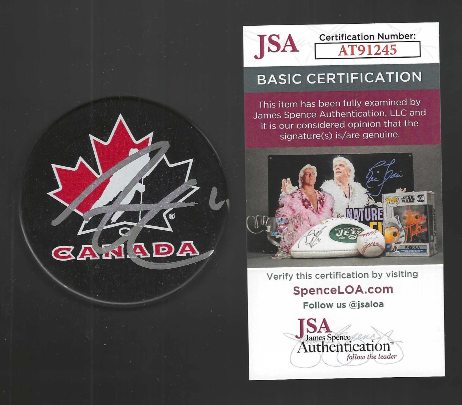 Alexis Lafreniere Signed Team Canada Hockey Puck New York Rangers JSA COA