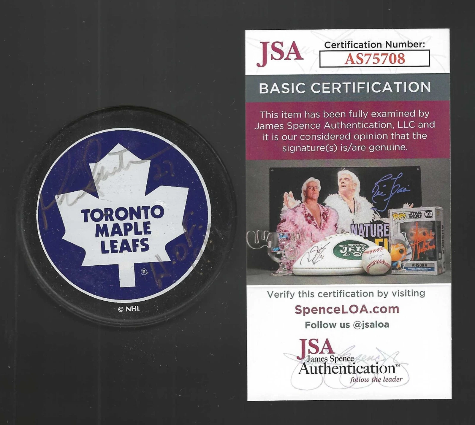 Darryl Sittler Signed & Inscribed Toronto Maple Leafs Souvenir Puck JSA COA