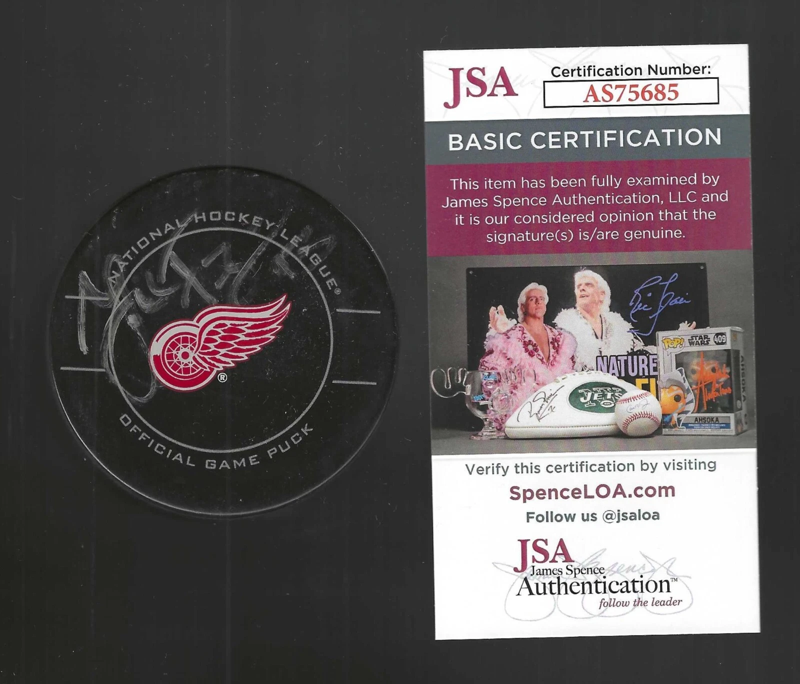 Johan Franzen Signed Detroit Red Wings Official Game Puck JSA COA