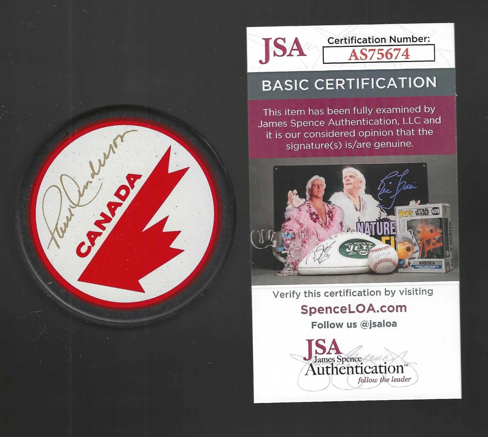 Paul Henderson Signed Team Canada Souvenir Puck Toronto Maple Leafs JSA COA