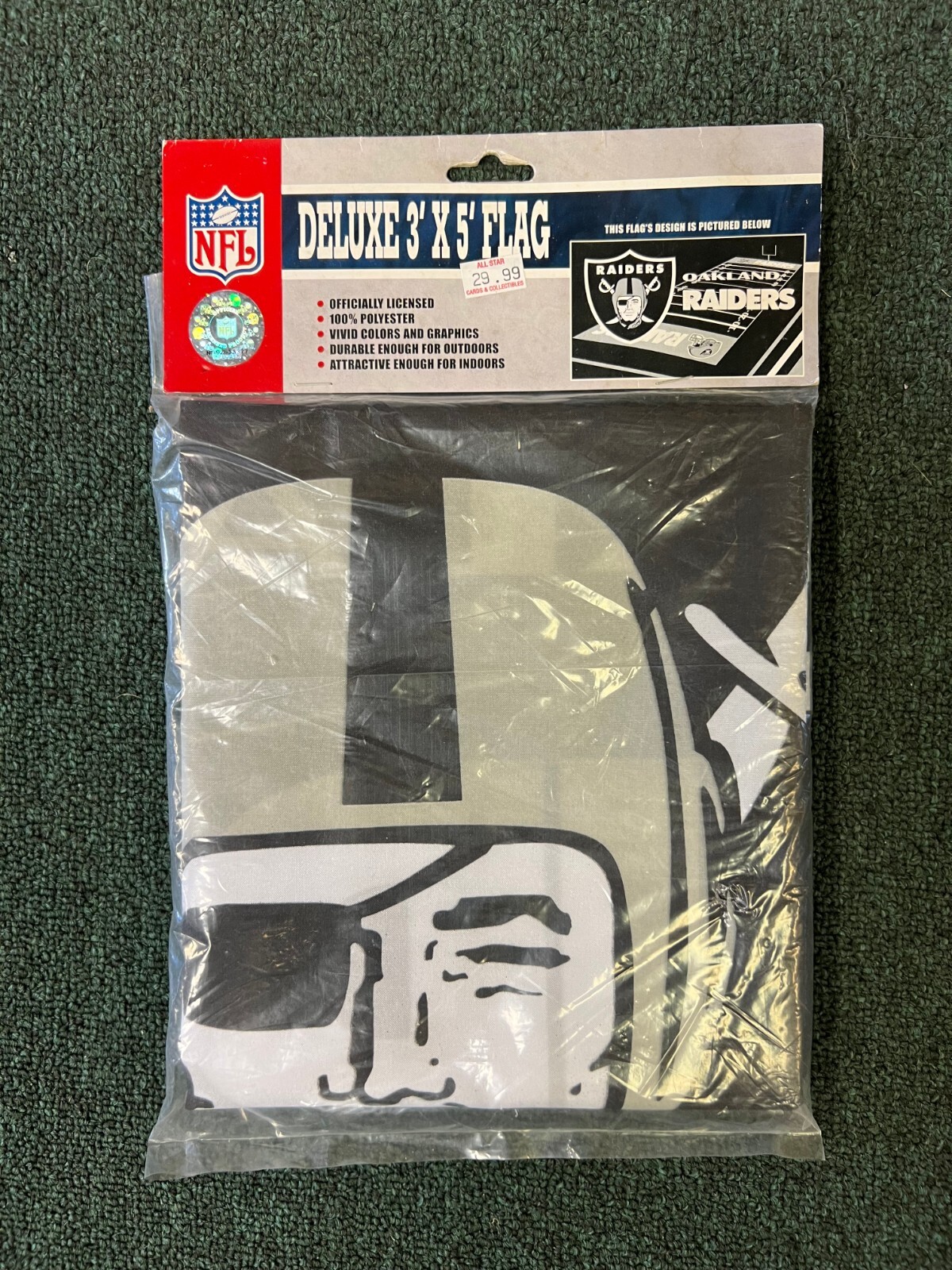 NFL FOOTBALL OAKLAND RAIDERS DELUXE 3'X5' TEAM LOGO FLAG NEW SEALED