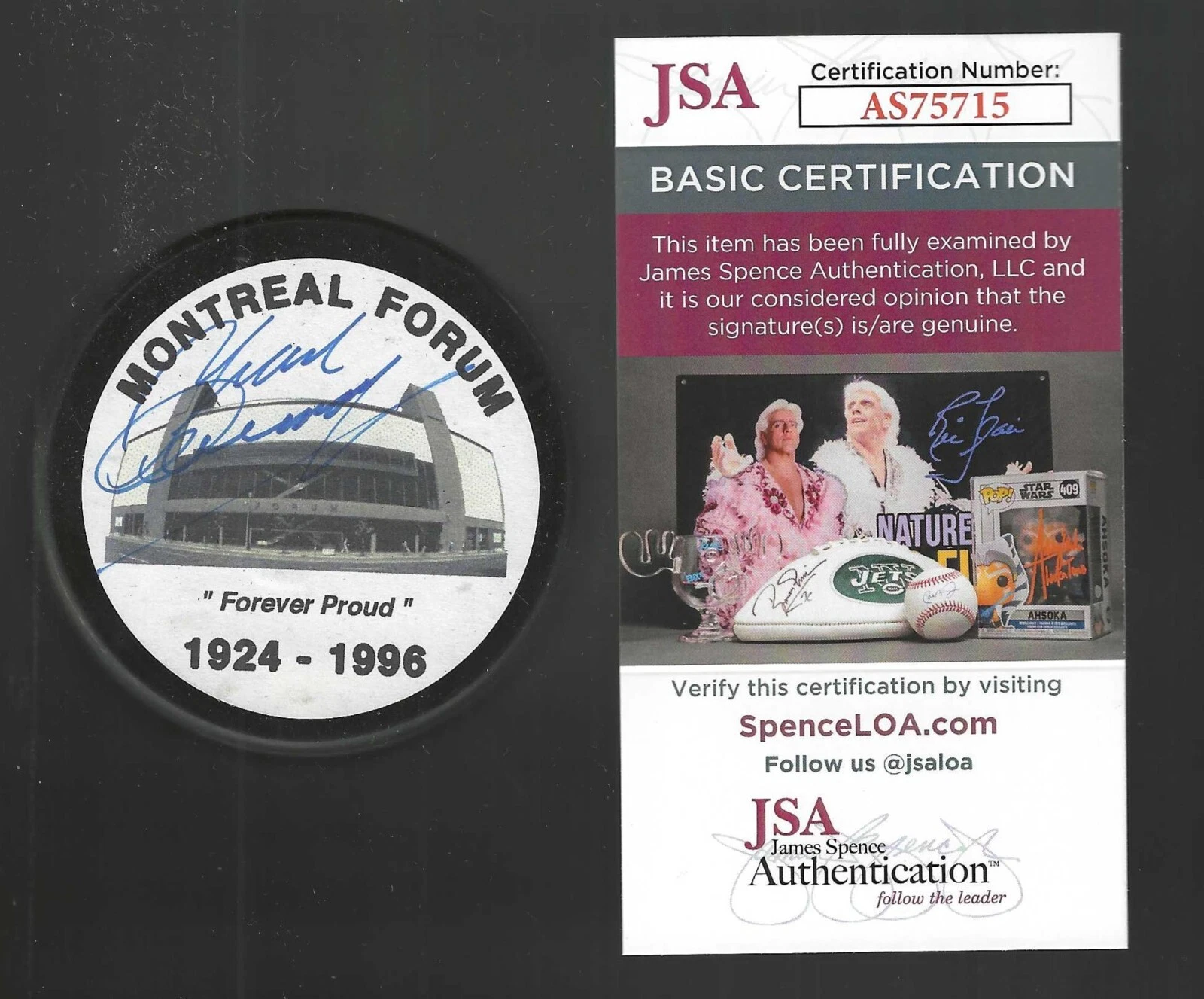 YVAN COURNOYER SIGNED MONTREAL CANADIENS FORUM PUCK JSA COA COLLECTIBLE MEMORABILIA