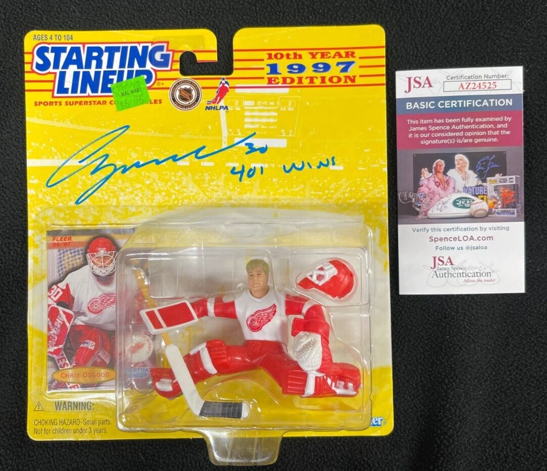 Chris Osgood Signed Inscribed Detroit Red Wings Starting Lineup Figure 1 JSA COA