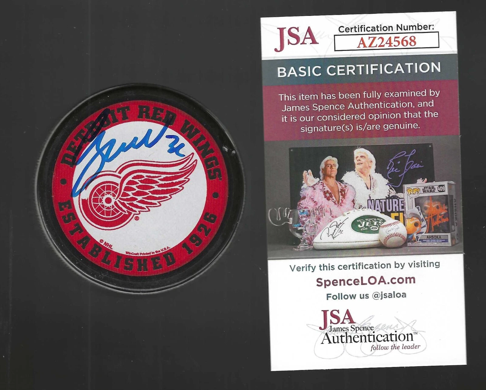 Chris Osgood Signed Detroit Red Wings Souvenir Puck JSA COA AZ24568