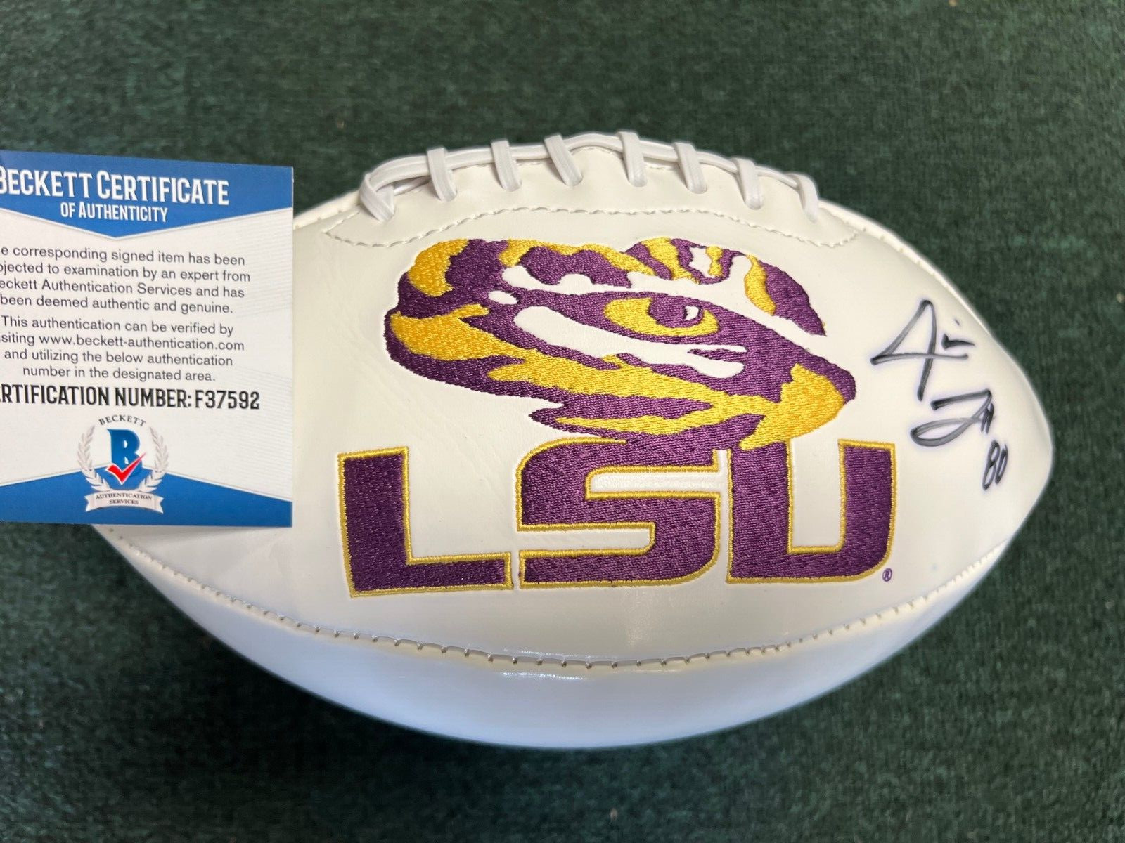 JARVIS LANDRY LSU TIGERS SIGNED AUTOGRAPHED WHITE PANEL FOOTBALL BECKETT COA *
