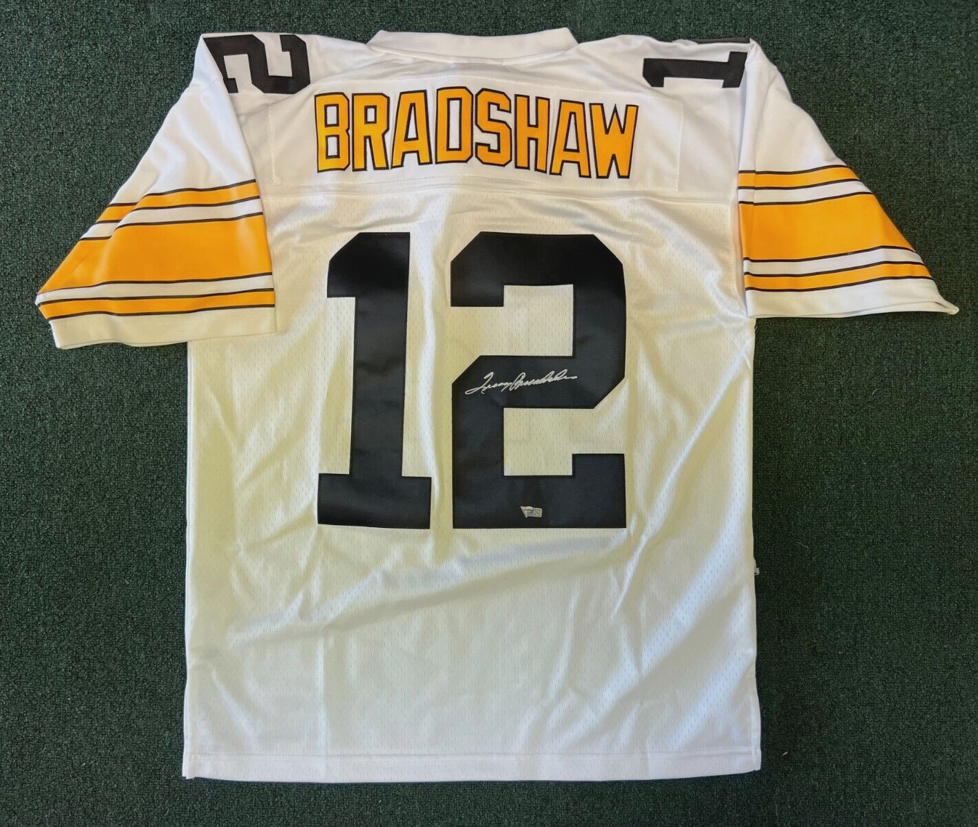 TERRY BRADSHAW #12 STEELERS SIGNED AUTOGRAPHED MITCHELL & NESS JERSEY FANATICS