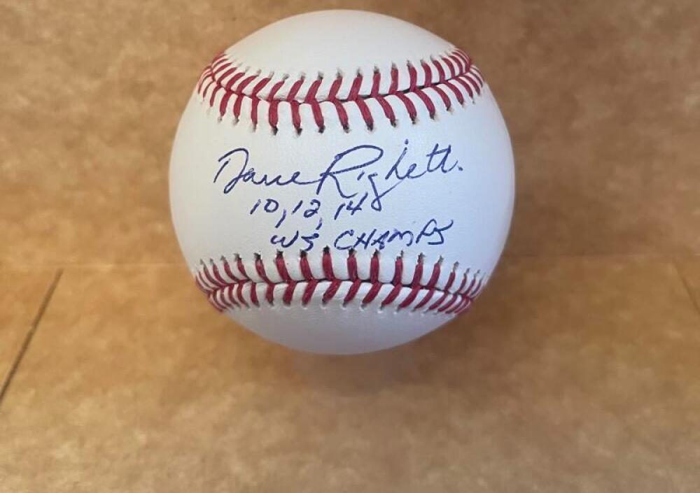 DAVE RIGHETTI 10,12, 14 WS CHAMPS SIGNED AUTOGRAPHED M.L. BASEBALL BECKETT AUTH