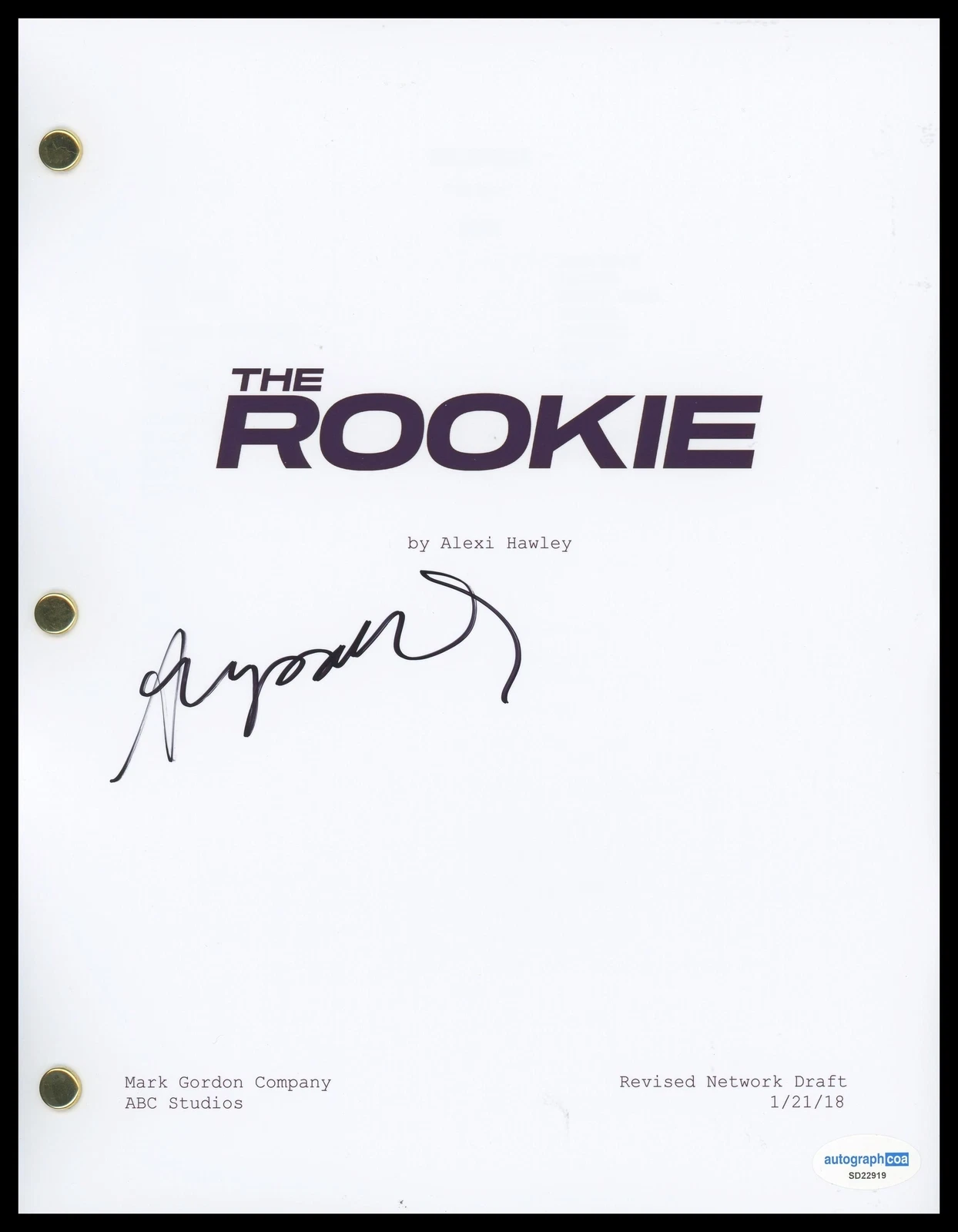 ALYSSA DIAZ “THE ROOKIE” AUTOGRAPH SIGNED ‘ANGELA LOPEZ’ FULL PILOT SCRIPT ACOA COLLECTIBLE MEMORABILIA