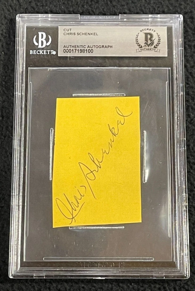 Chris Schenkel Signed Cut Autograph Legendary Sportscaster Beckett Certified