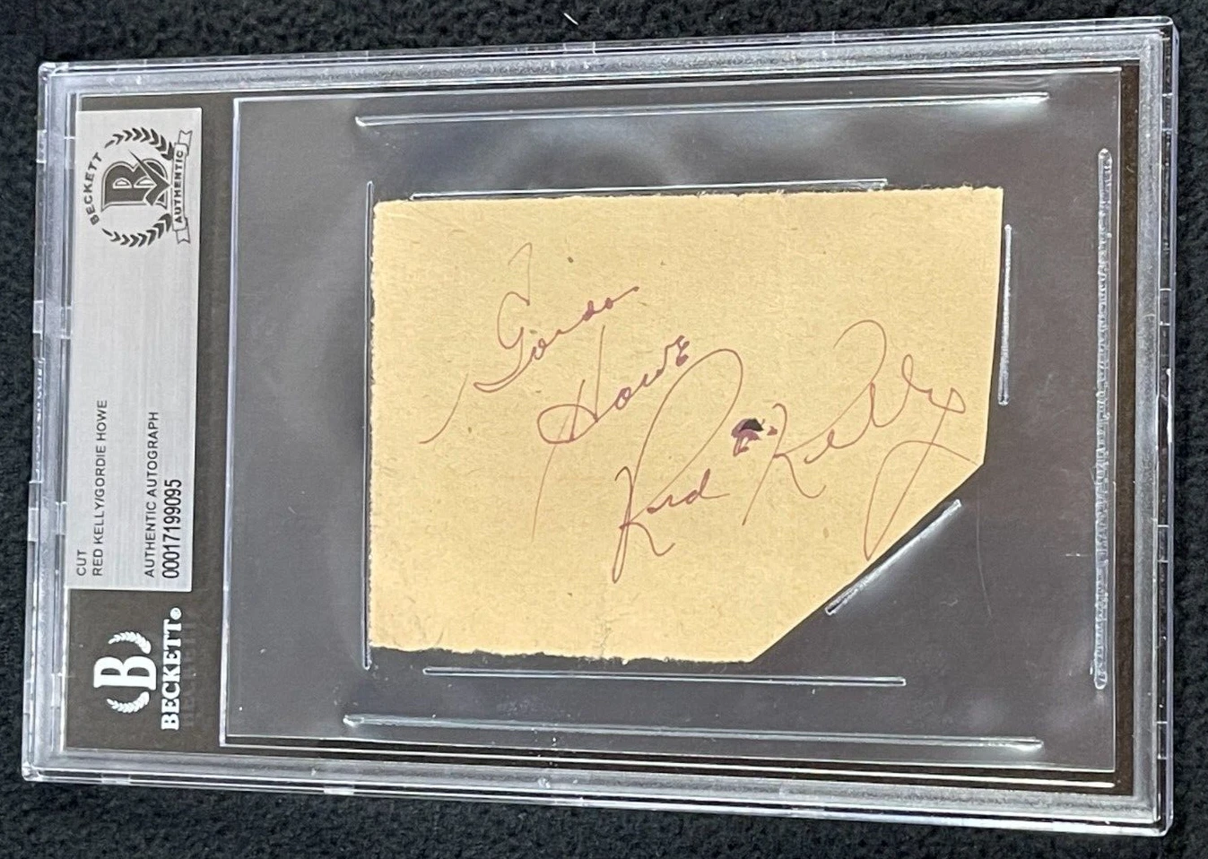 Gordie Howe & Red Kelly Signed Cut Autograph Detroit Red Wings Beckett