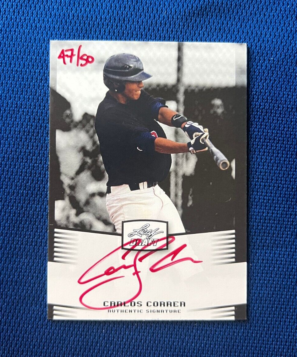 2012 LEAF DRAFT CARLOS CORREA ROOKIE RC RED AUTO AUTOGRAPH CARD 49/50