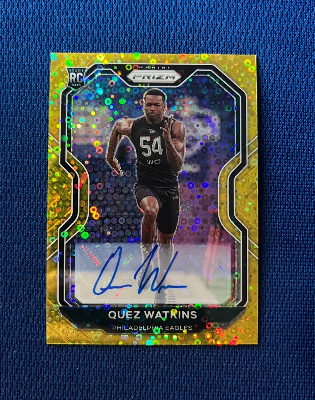 2020 PRIZM QUEZ WATKIINS EAGLES GOLD DISCO ROOKIE RC AUTO SIGNED CARD /10 #344