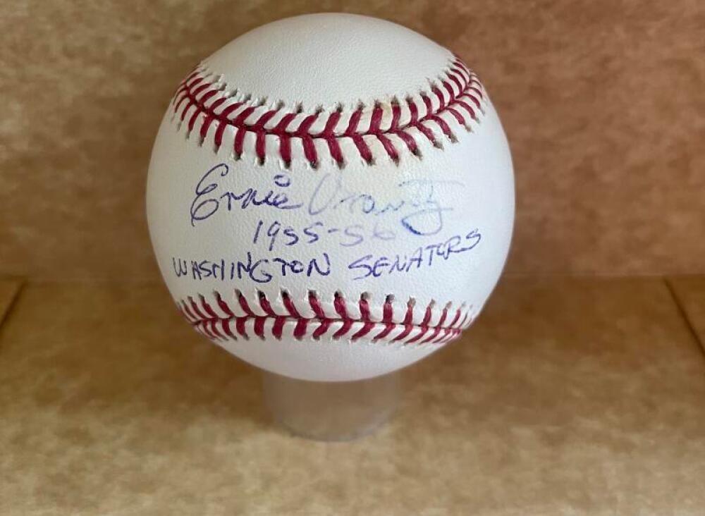 ERNIE ORAVETZ 1955-56 SENATORS SIGNED AUTOGRAPHED M.L. BASEBALL PSA STICKER