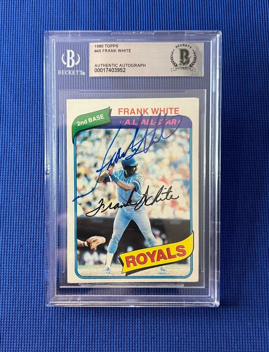 1980 TOPPS FRANK WHITE KC ROYALS SIGNED AUTOGRAPHED CARD #45 BECKETT
