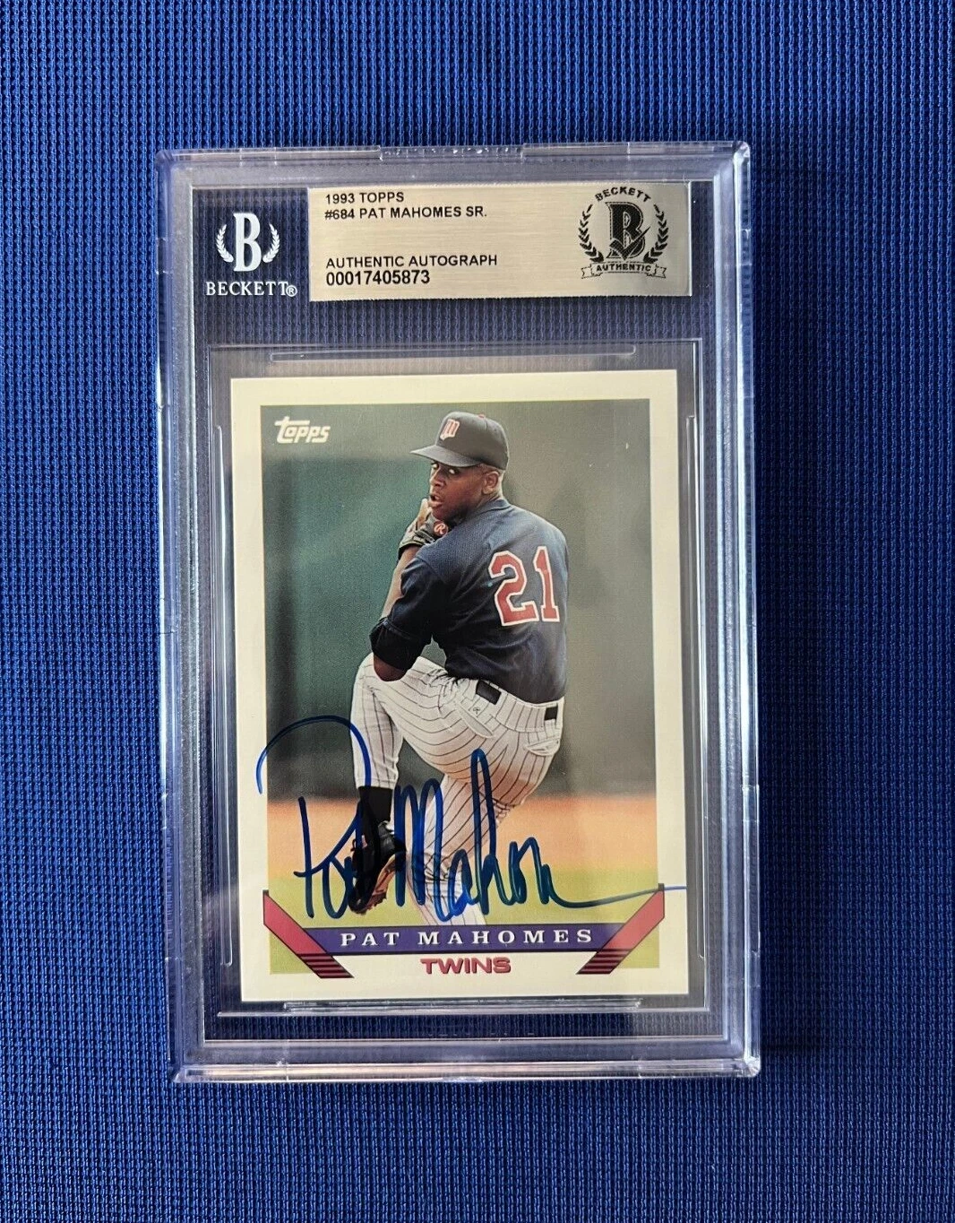 1993 TOPPS PAT MAHOMES SR MINNESOTA TWINS SIGNED AUTOGRAPHED #684 BECKETT