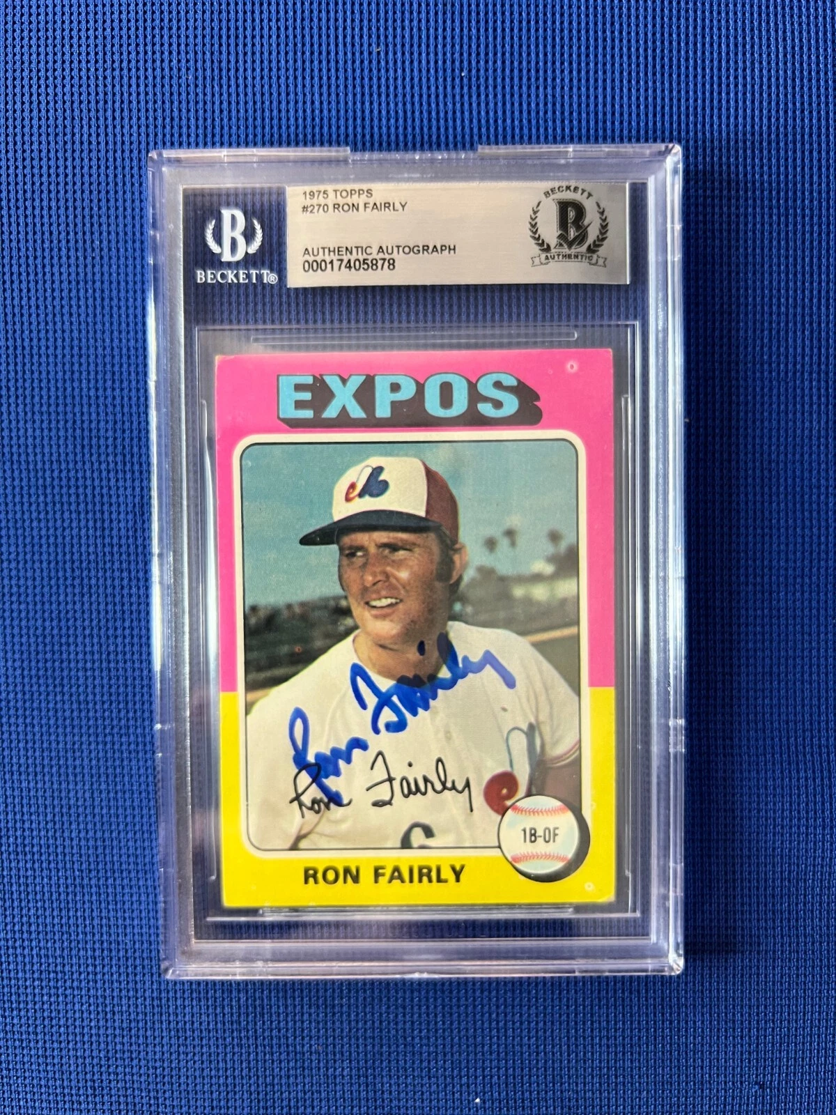 1975 TOPPS RON FAIRLY MONTREAL EXPOS SIGNED AUTOGRAPHED #270 BECKETT