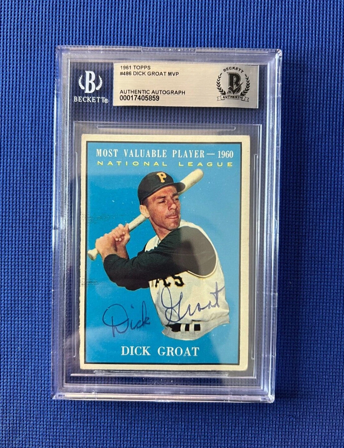 1961 TOPPS DICK GROAT PITTSBURGH PIRATES MVP SIGNED AUTOGRAPH #486 CARD BECKETT COLLECTIBLE MEMORABILIA
