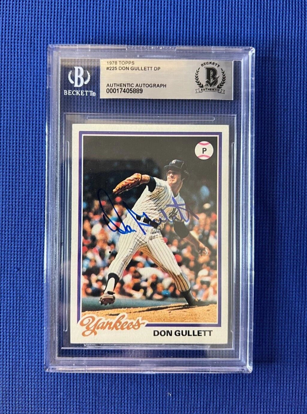 1978 TOPPS DON GULLETT NEW YORK YANKEES SIGNED AUTOGRAPHED CARD #225 BECKETT *