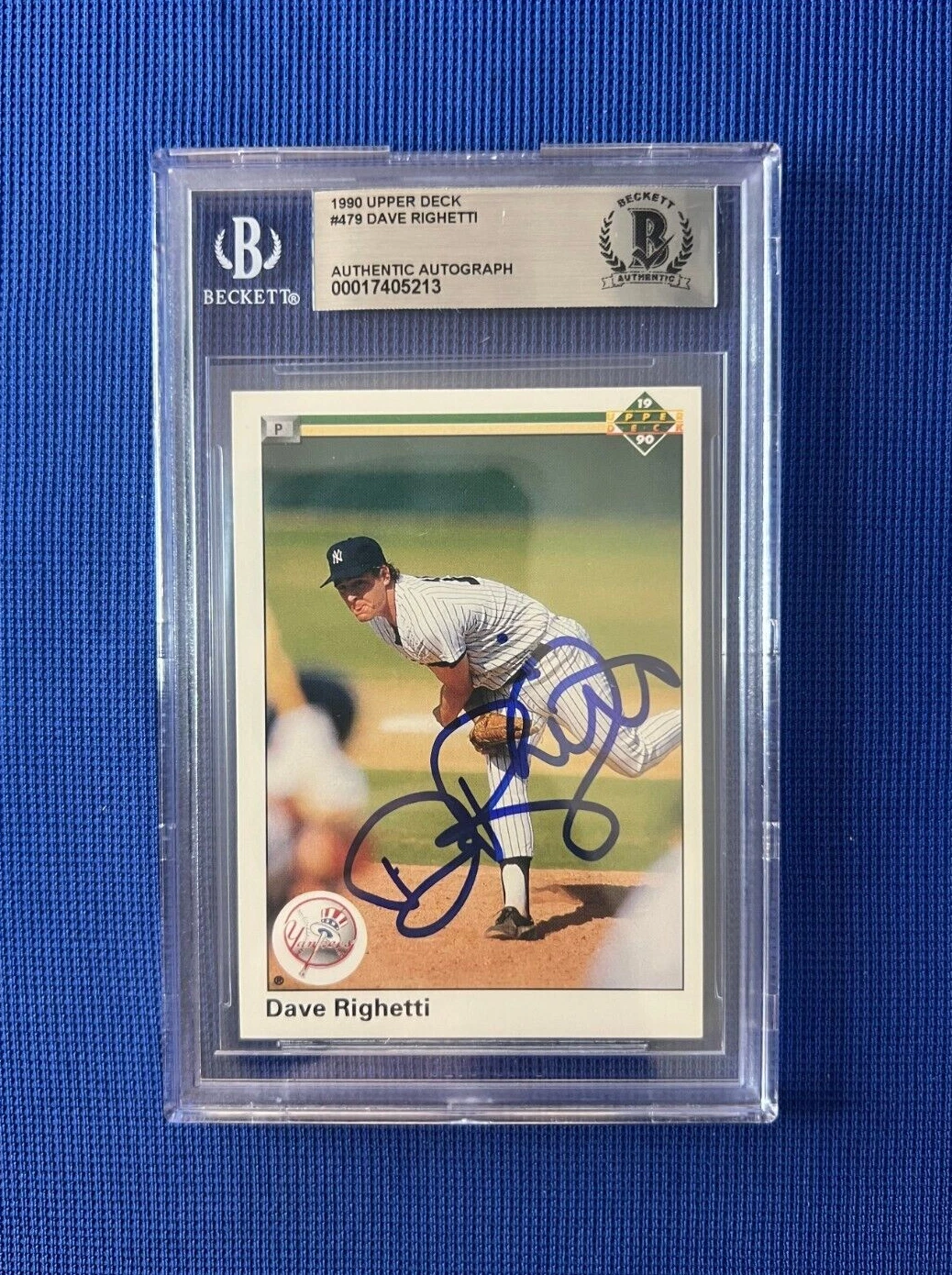 1990 UPPER DECK DAVE RIGHETTI NEW YORK YANKEES SIGNED AUTOGRAPHED #479 BECKETT