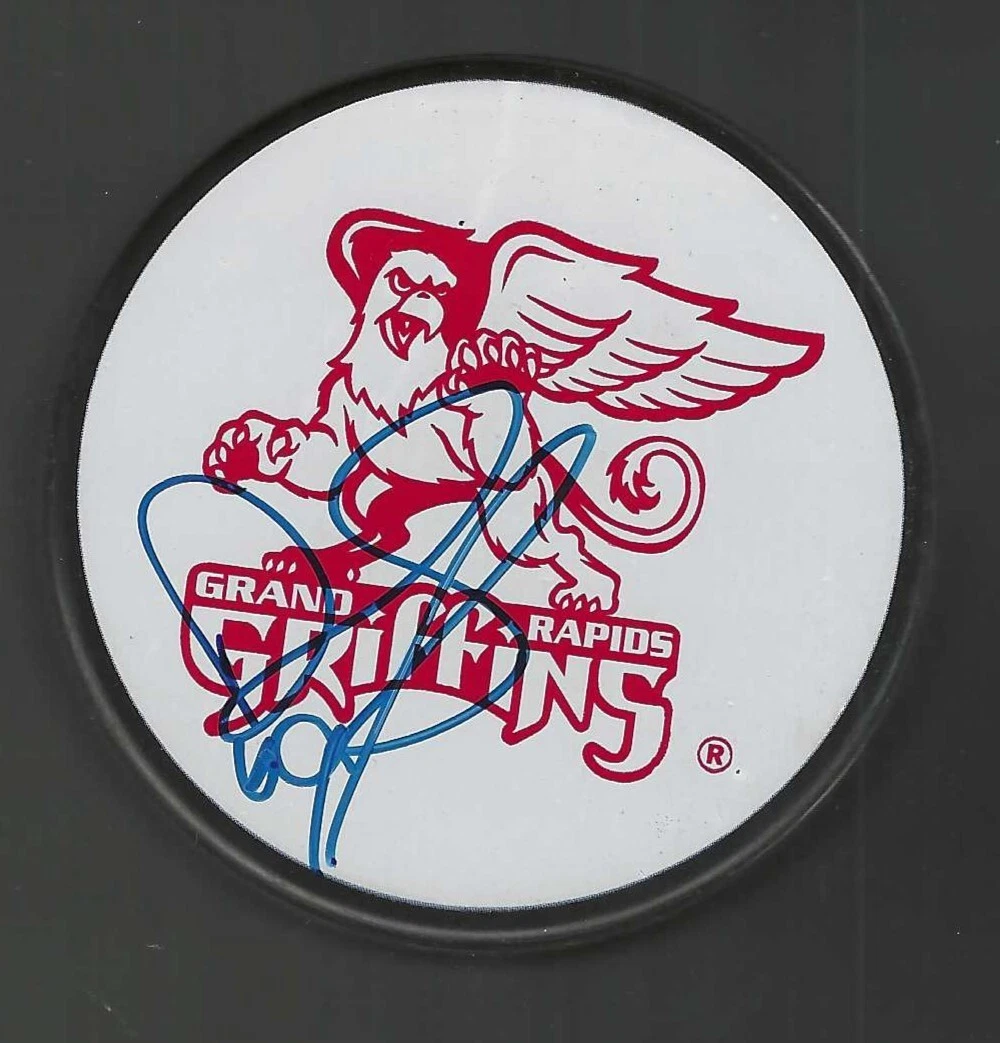 Derek King Signed Grand Rapids Griffins White Puck