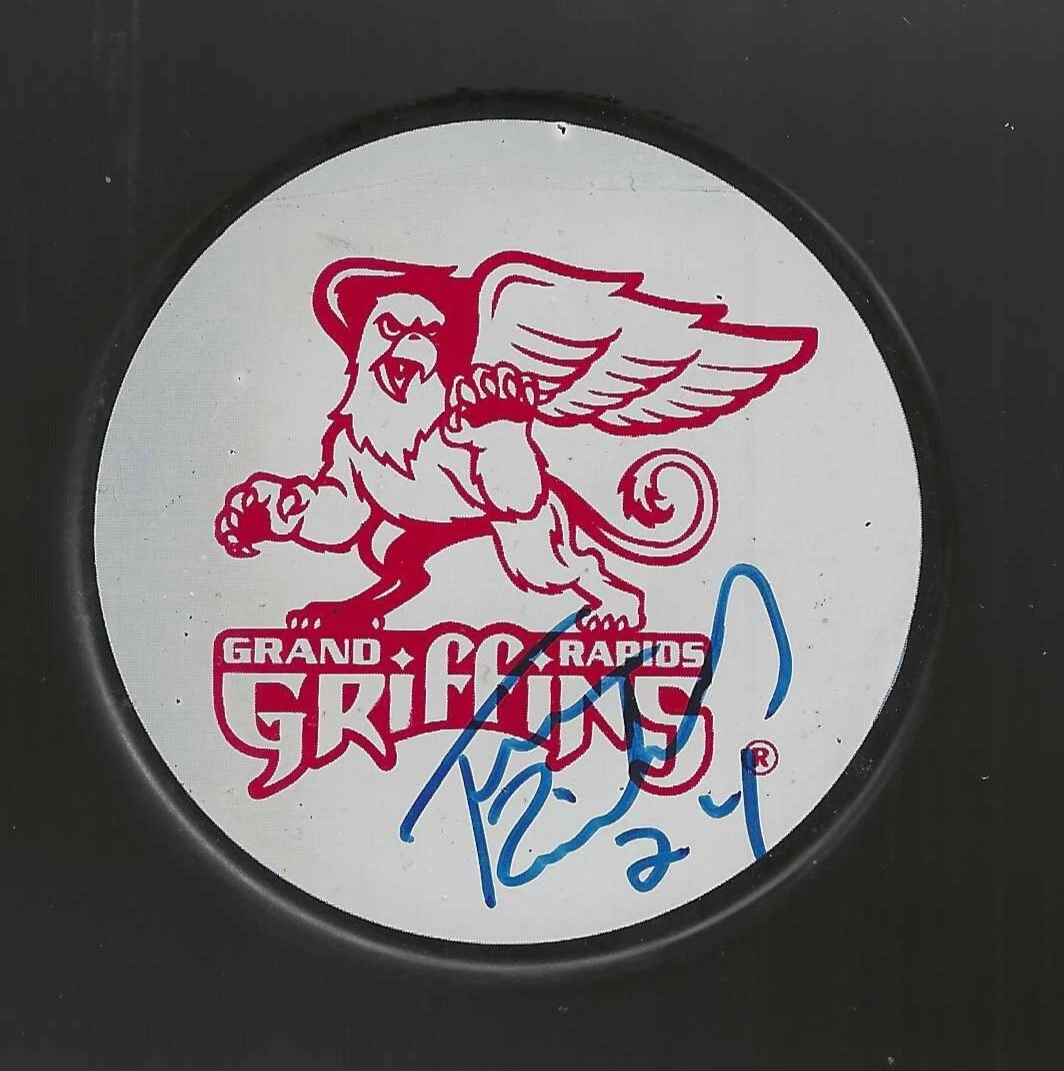 Travis Richards Signed Grand Rapids Griffins White Puck