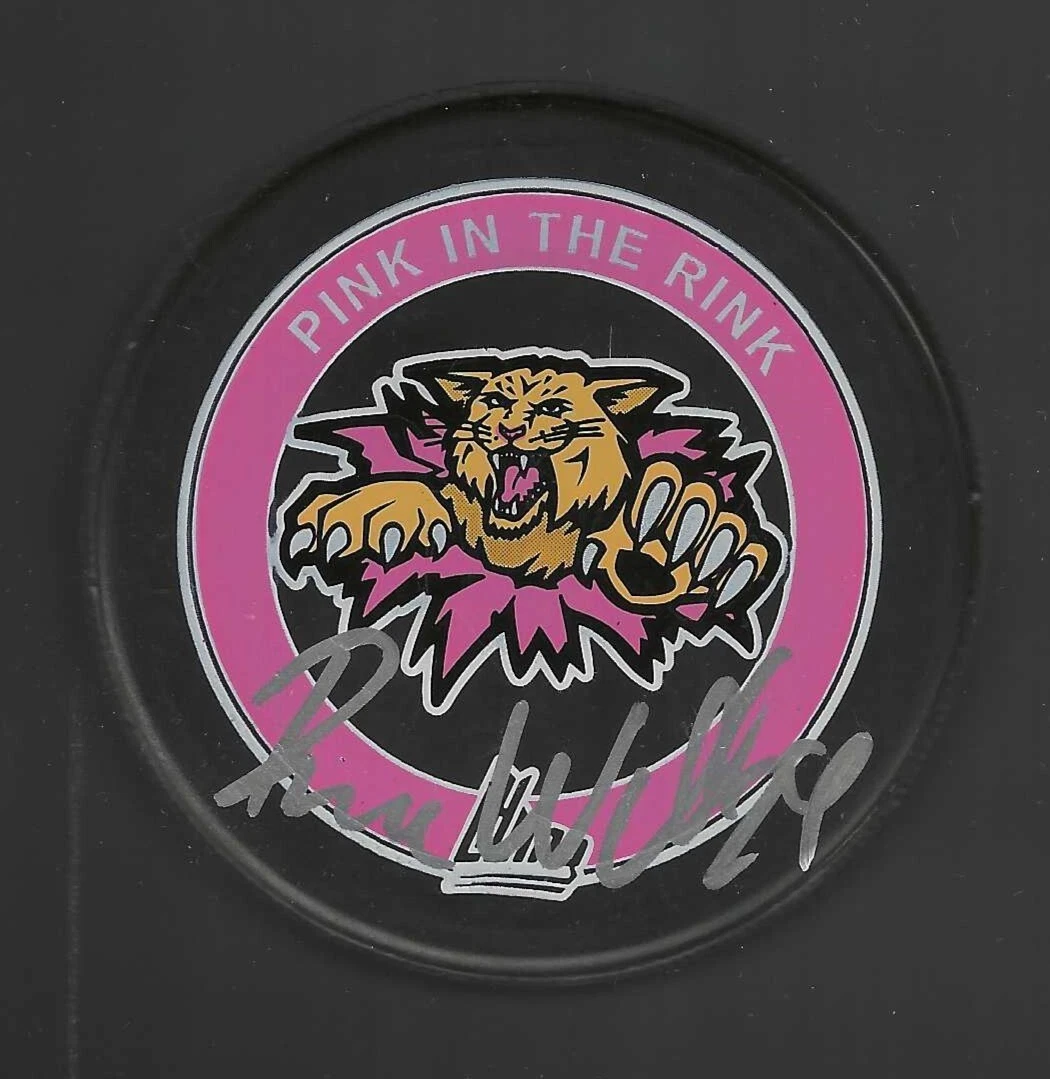 Roman Will Signed Moncton Wildcats Pink In The Rink Official Game Puck