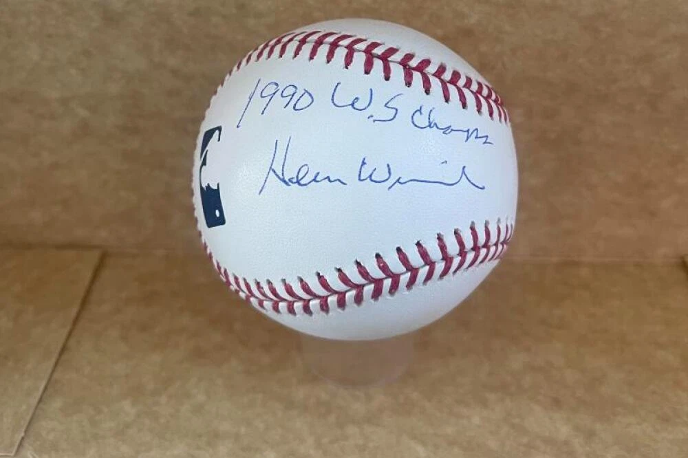 HERM WINNINGHAM REDS 1990 WS CHAMPS SIGNED AUTO M.L. BASEBALL BECKETT AUTH