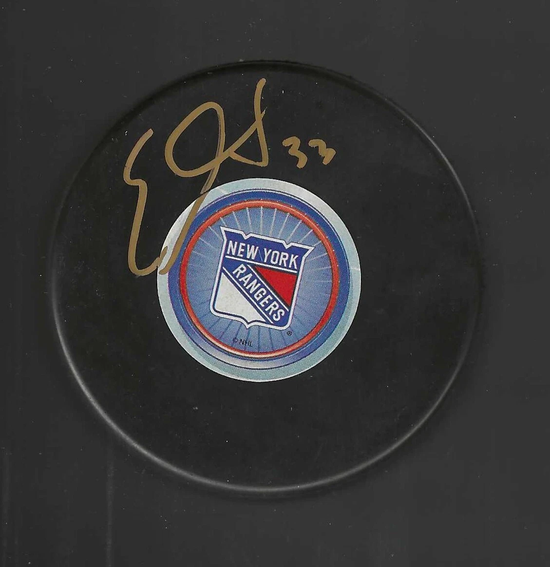 Eric Cairns Signed New York Rangers Souvenir Puck