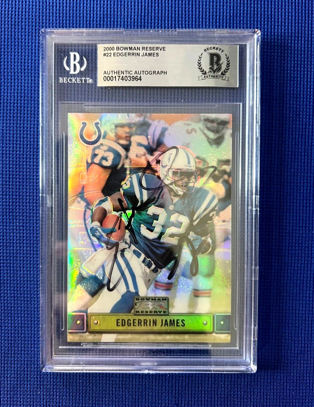 2000 BOWMAN RESERVE EDGERRIN JAMES COLTS SIGNED AUTOGRAPHED CARD #22 BECKETT